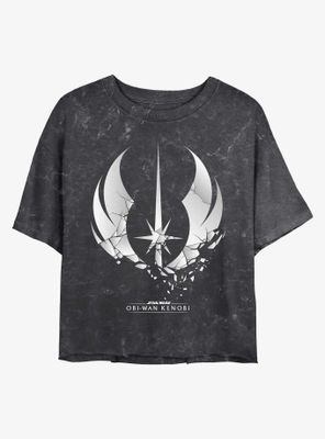 Star Wars Obi-Wan Kenobi Shattered Jedi Logo Mineral Wash Womens Crop T-Shirt