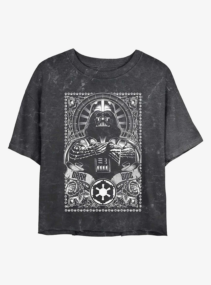 Star Wars Vader Dark Side Mineral Wash Womens Crop T-Shirt