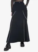 Chain Suspender Zipper Maxi Skirt