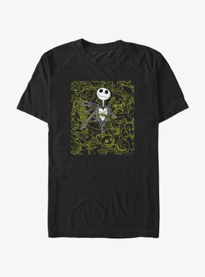 Disney The Nightmare Before Christmas Jack Character Outlines T-Shirt