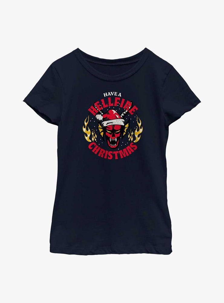 Stranger Things Have A Hellfire Christmas Youth Girls T-Shirt