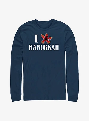 Stranger Things Demogorgon Hanukkah Long-Sleeve T-Shirt