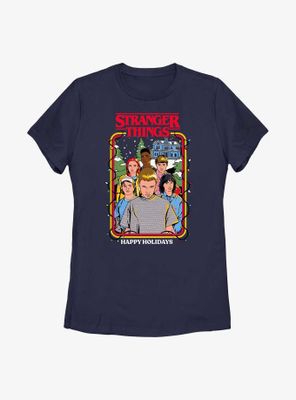 Stranger Things Happy Holidays Group Womens T-Shirt