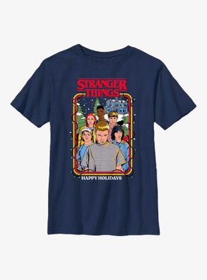 Stranger Things Happy Holidays Group Youth T-Shirt