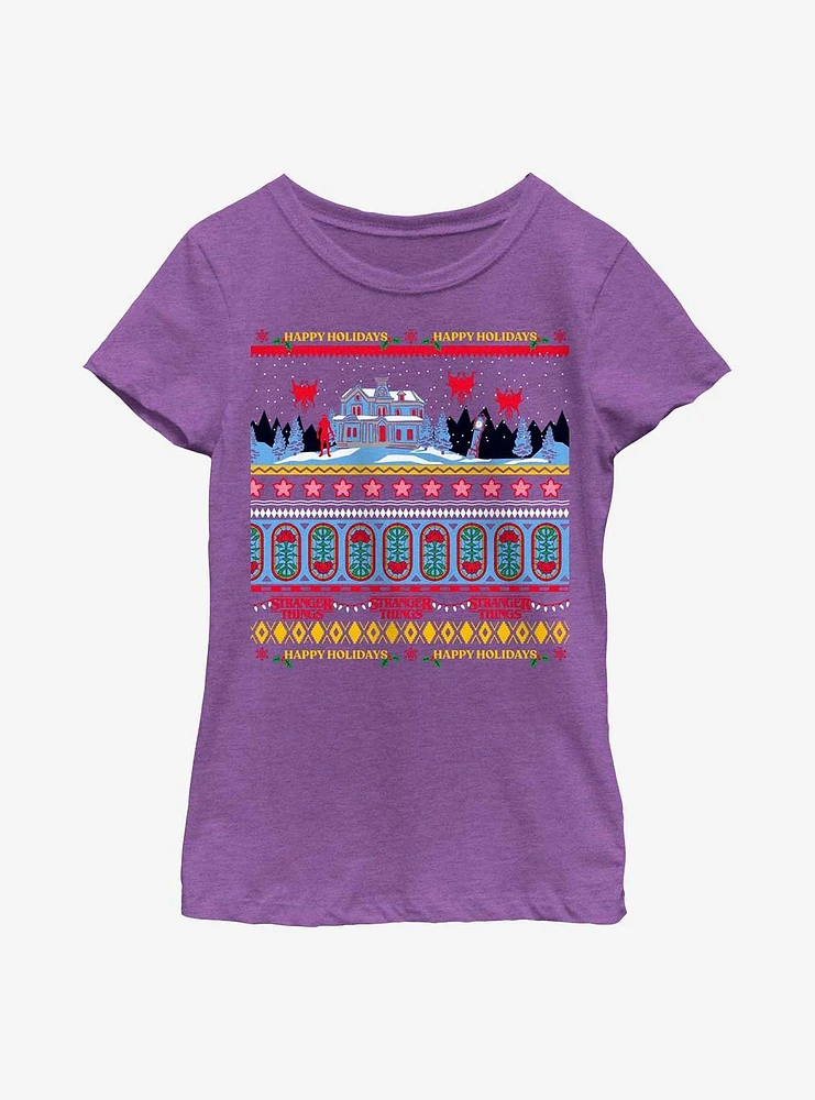 Stranger Things Creel House Ugly Sweater Youth Girls T-Shirt