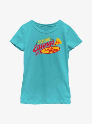 Stranger Things Season's Eatings Surfer Boy Pizza Logo Youth Girls T-Shirt
