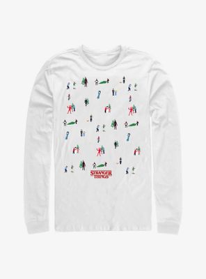 Stranger Things Holiday Tree Scenes Group Long-Sleeve T-Shirt