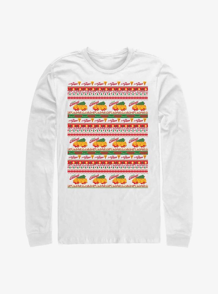 Stranger Things Surfer Boy Pizza Ugly Sweater Long-Sleeve T-Shirt