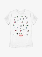 Stranger Things Holiday Tree Scenes Group Womens T-Shirt