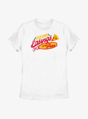 Stranger Things Season's Eatings Surfer Boy Pizza Logo Womens T-Shirt