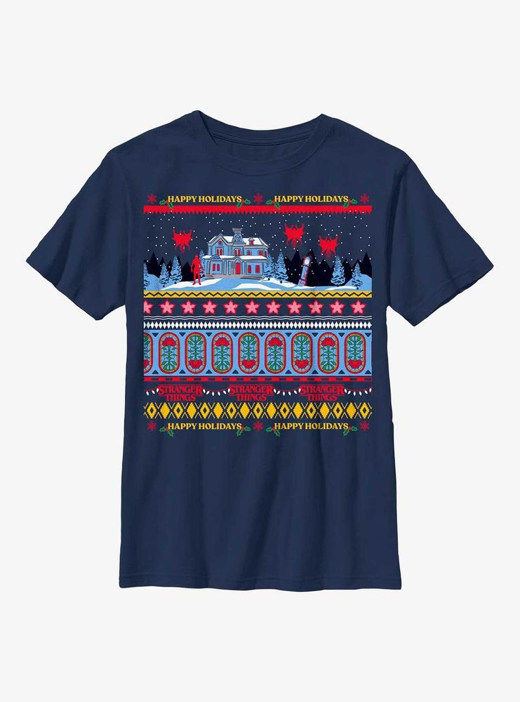 Stranger Things Creel House Ugly Sweater Youth T-Shirt