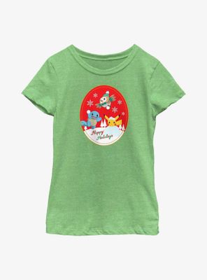 Pokémon Holiday Badge Squirtle, Rowlet And Pikachu Youth Girls T-Shirt