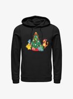 Pokémon Christmas Tree Pikachu, Squirtle, Bulbasaur And Charmander Hoodie