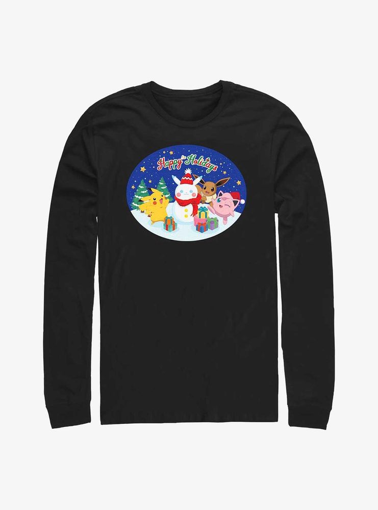 Pokémon Happy Holidays Pikachu, Jigglypuff And Eevee Long-Sleeve T-Shirt