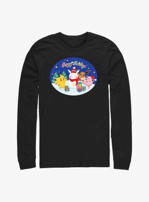 Pokémon Happy Holidays Pikachu, Jigglypuff And Eevee Long-Sleeve T-Shirt