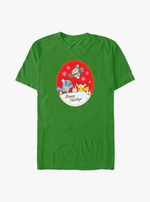 Pokémon Holiday Badge Squirtle, Rowlet And Pikachu T-Shirt