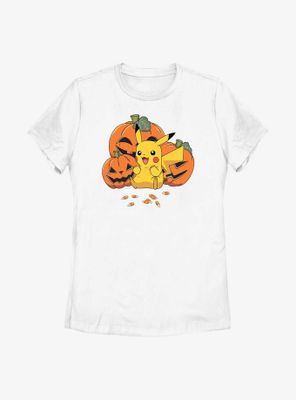 Pokémon Pumpkins And Candy Corn Pikachu Womens T-Shirt