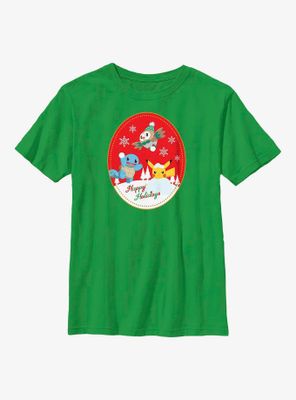 Pokémon Holiday Badge Squirtle, Rowlet And Pikachu Youth T-Shirt