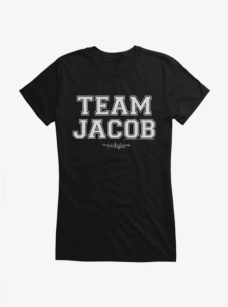 Twilight Team Jacob Collegiate Font Girls T-Shirt