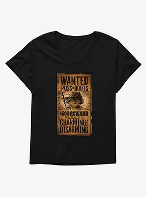 Puss Boots Scratched Wanted Poster Girls T-Shirt Plus