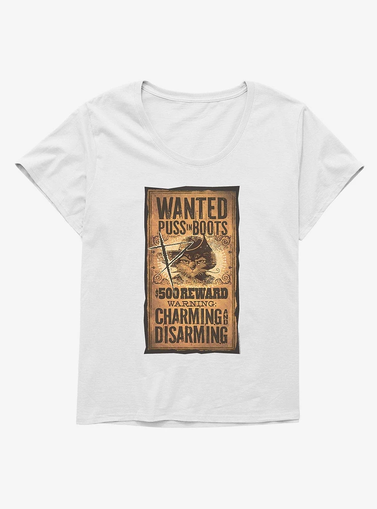 Puss Boots Scratched Wanted Poster Girls T-Shirt Plus