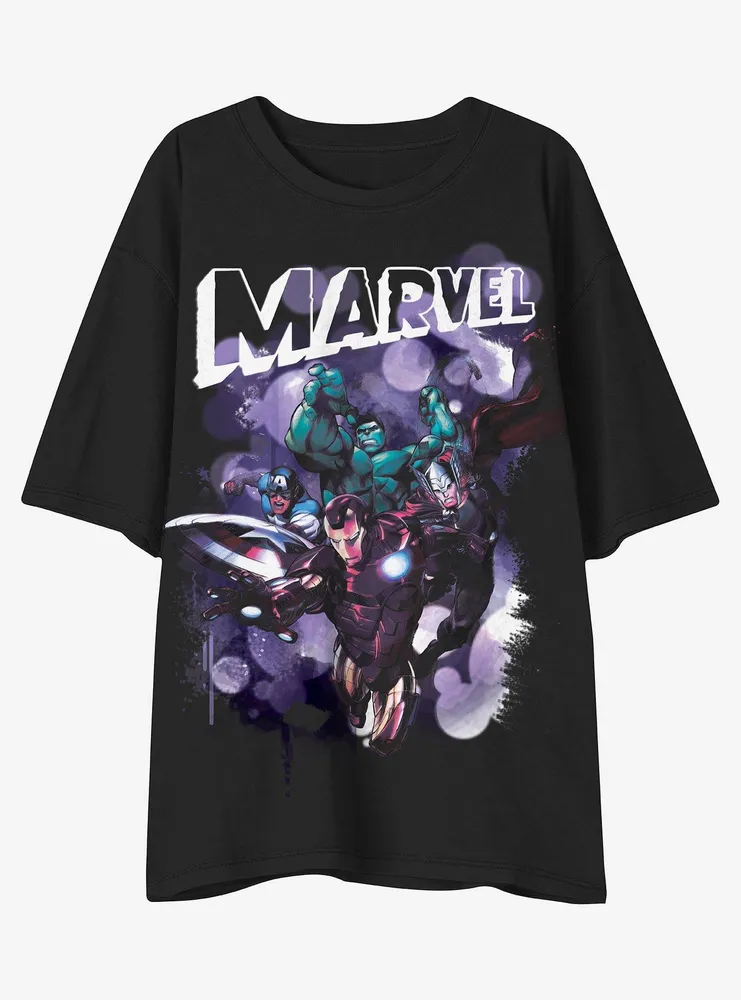 Marvel Avengers Group Boyfriend Fit Girls T-Shirt
