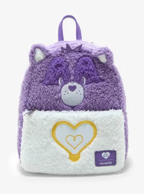 Loungefly Care Bears Bright Heart Raccoon Fuzzy Mini Backpack