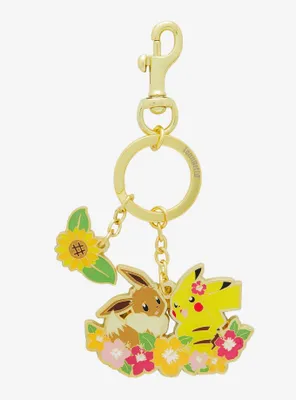 Loungefly Pokémon Pikachu & Eevee Floral Keychain - BoxLunch Exclusive