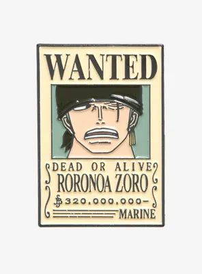 One Piece Roronoa Zoro Wanted Poster Enamel Pin - BoxLunch Exclusive