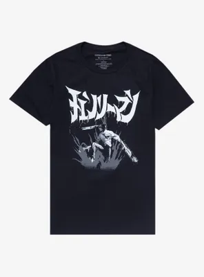 Chainsaw Man Black & White Japanese Text Boyfriend Fit Girls T-Shirt