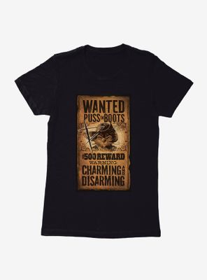Puss Boots Scratched Wanted Poster Womens T-Shirt