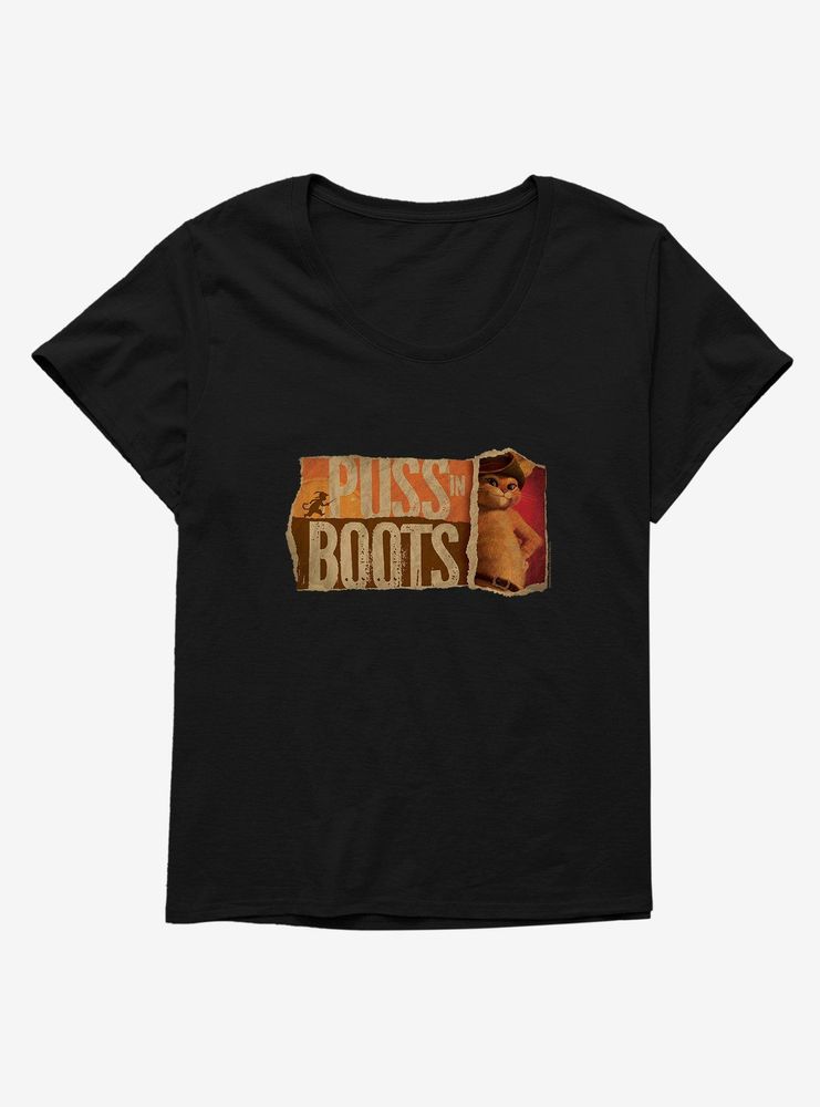 Puss Boots Scrap Poster Womens T-Shirt Plus