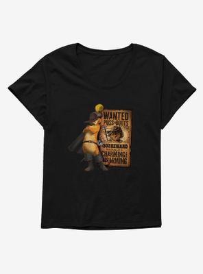 Puss Boots Wanted Poster Womens T-Shirt Plus