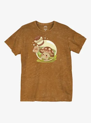 Mushroom Terrarium Wash Boyfriend Fit Girls T-Shirt