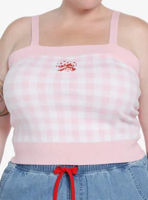 Strawberry Shortcake Gingham Girls Knit Tank Top Plus