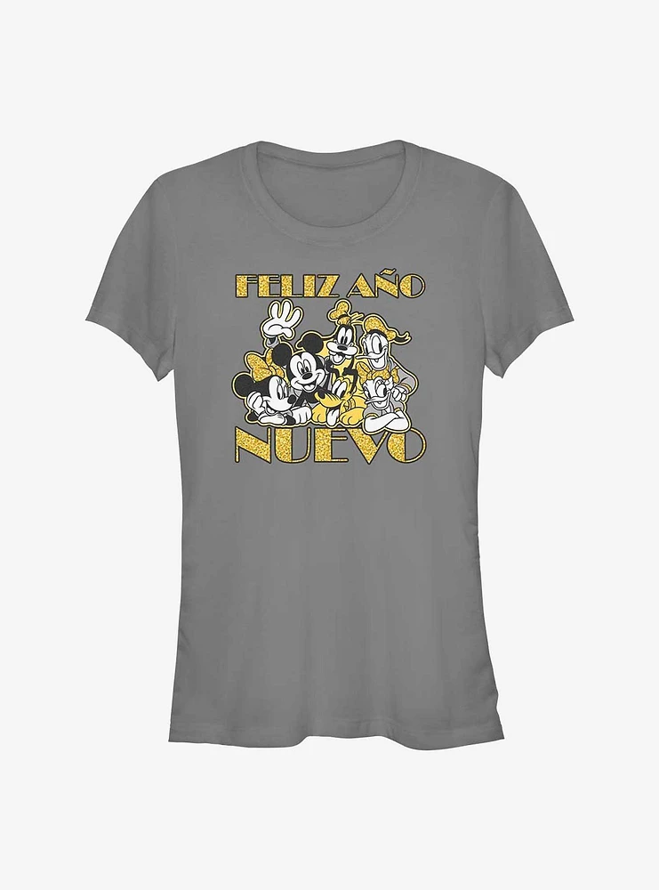 Disney Mickey Mouse Feliz Ano Nuevo Happy New Year Spanish Girls T-Shirt