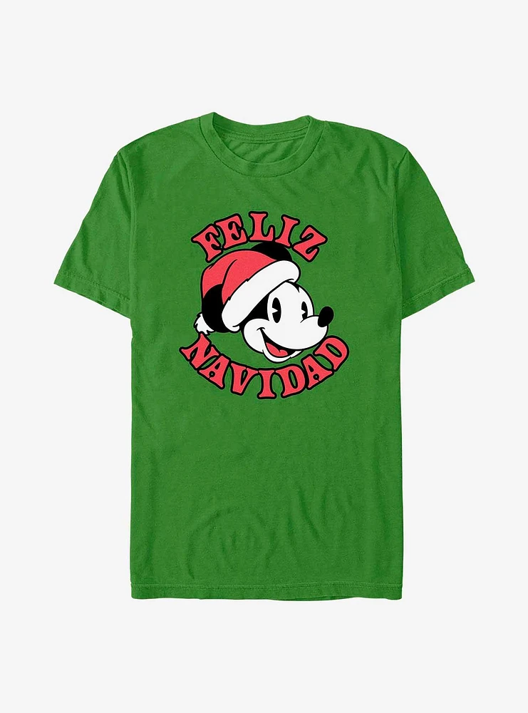 Disney Mickey Mouse Feliz Navidad Merry Christmas Spanish T-Shirt