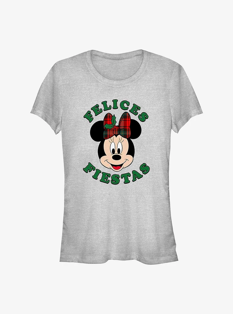 Disney Minnie Mouse Felices Fiestas Happy Holidays Spanish Girls T-Shirt