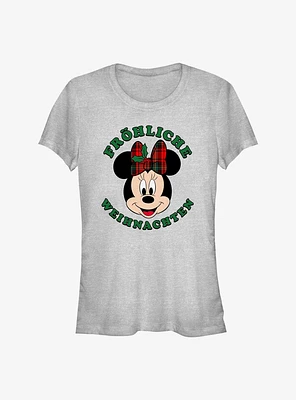 Disney Minnie Mouse Frohliche Weihnachten Merry Christmas German Girls T-Shirt