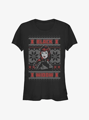 Marvel Black Widow Ugly Christmas Girls T-Shirt
