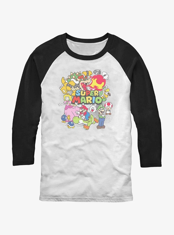 Nintendo Mario Super Group Collage Raglan T-Shirt