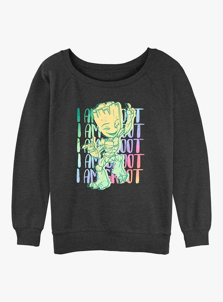 Marvel Guardians of the Galaxy Groot Stack Girls Slouchy Sweatshirt