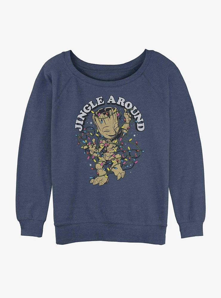 Marvel Guardians of the Galaxy Jingle Groot Girls Slouchy Sweatshirt