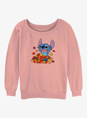 Disney Lilo & Stitch Leaf Pile Girls Slouchy Sweatshirt