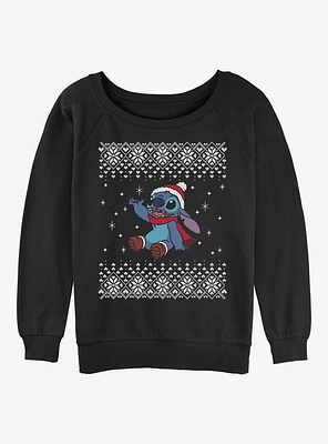 Disney Lilo & Stitch Snow Day Ugly Christmas Girls Slouchy Sweatshirt