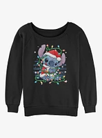 Disney Lilo & Stitch Christmas Lights Girls Slouchy Sweatshirt