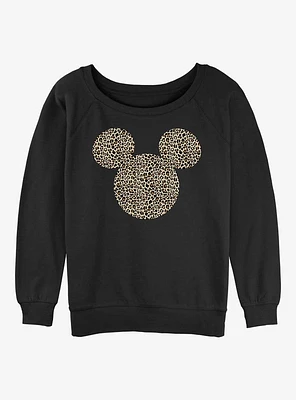 Disney Mickey Mouse Animal Print Ears Girls Slouchy Sweatshirt