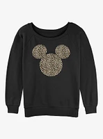 Disney Mickey Mouse Animal Print Ears Girls Slouchy Sweatshirt