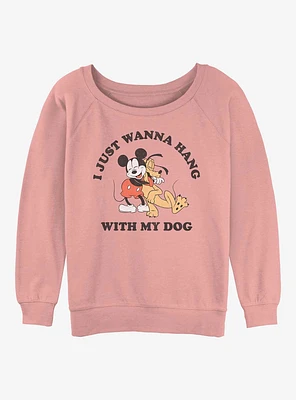 Disney Mickey Mouse & Pluto Dog Lover Girls Slouchy Sweatshirt