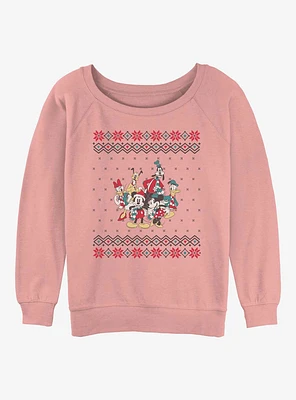 Disney Mickey Mouse Friends Christmas Girls Slouchy Sweatshirt